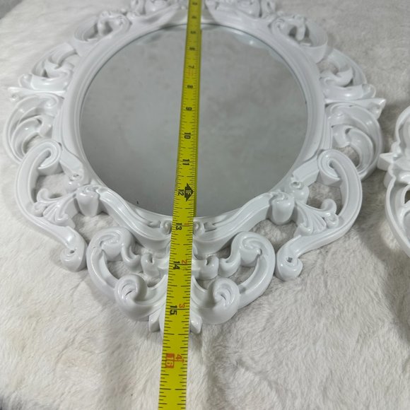 White Oval Vintage Wall Mirror 11.5 x 15 Inch - Picture 7 of 8